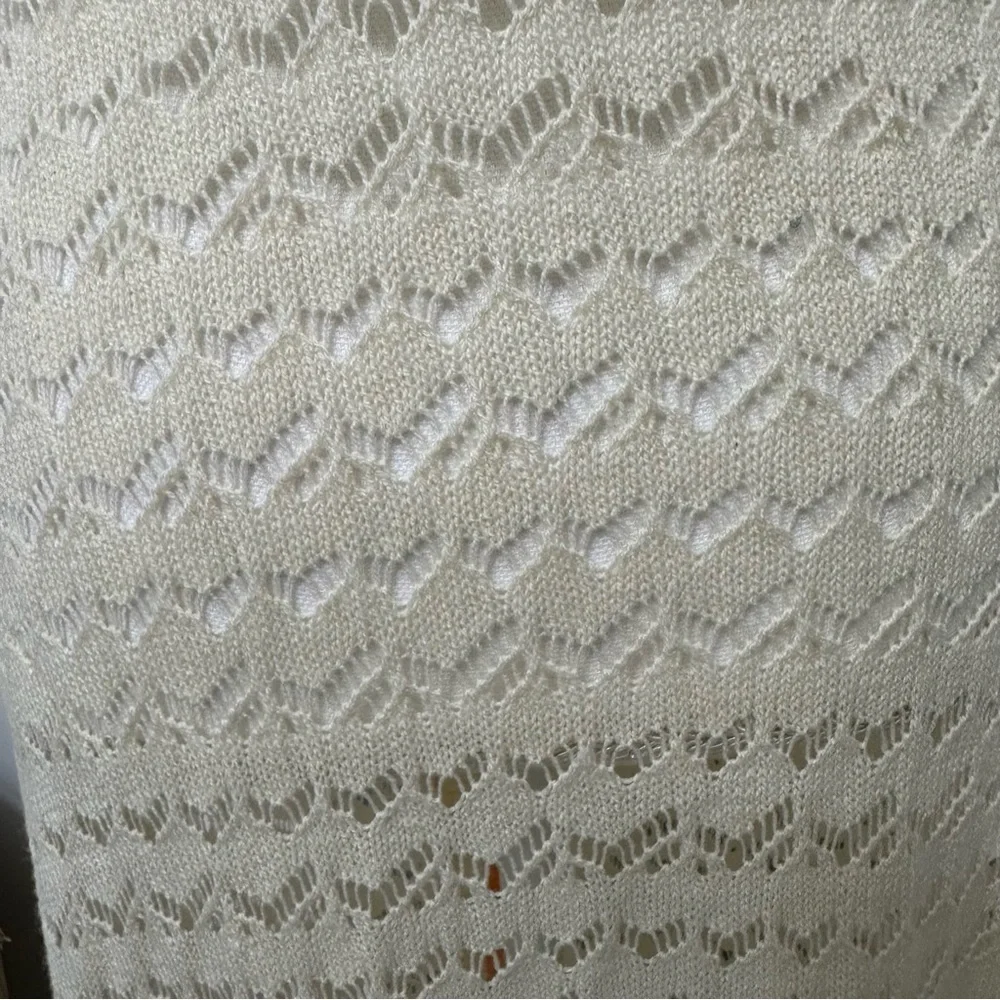 Lost Ink Crochet Duster Button Closure Cream Orange SZ Medium Resort Beach NWT - Picture 6 of 7